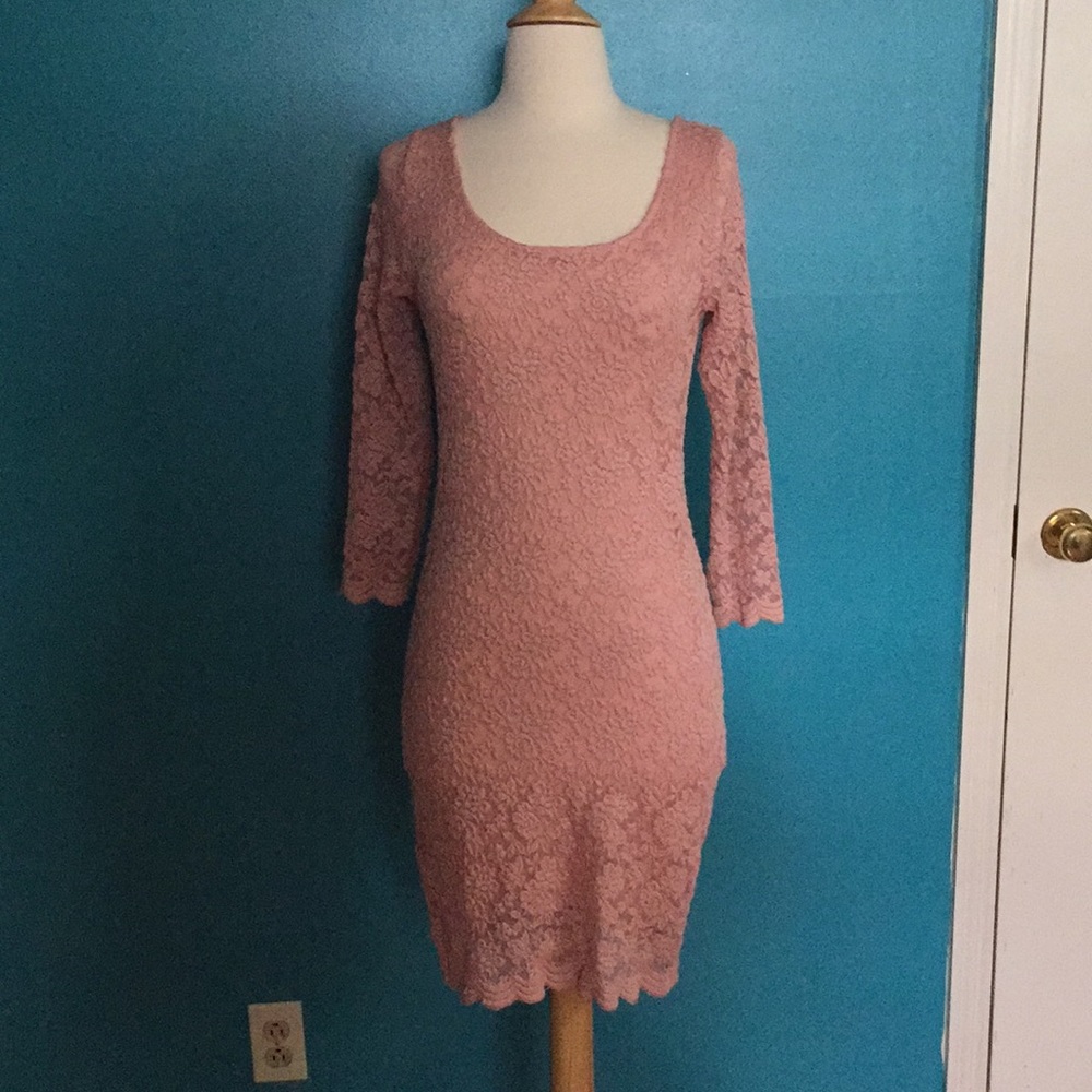 Tight fitting pink dress